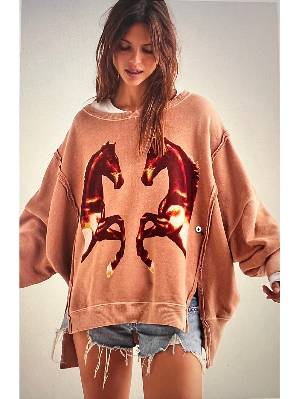Free People  graphic camden sweatshirt - Oversized XS (B20405)